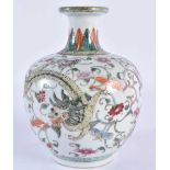 A FINE LATE 19TH CENTURY CHINESE FAMILLE ROSE PORCELAIN BULBOUS VASE Qing, enamelled with fierce