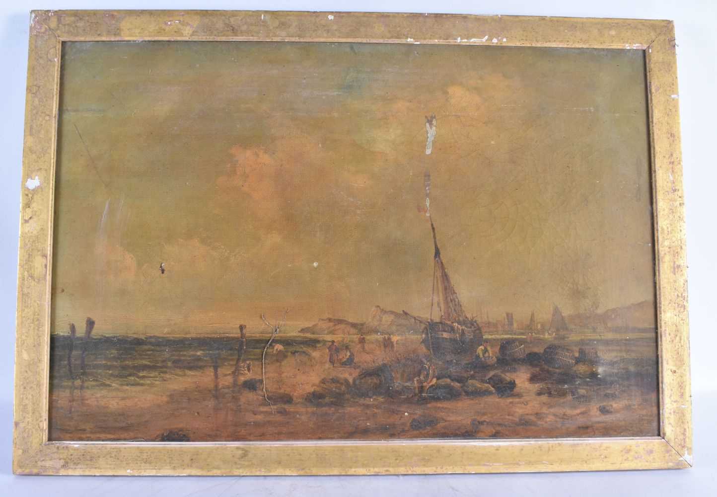 English School (19th Century) Oil on canvas, Coastal scene. 65 cm x 45 cm.