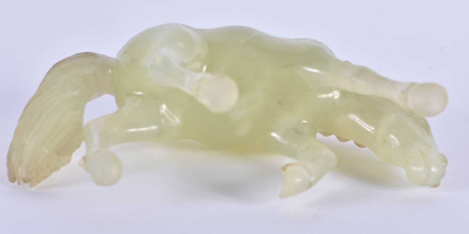 A SET OF SIX LATE 19TH CENTURY CHINESE CARVED JADE HORSES Late Qing, modelled in various forms and - Image 13 of 46