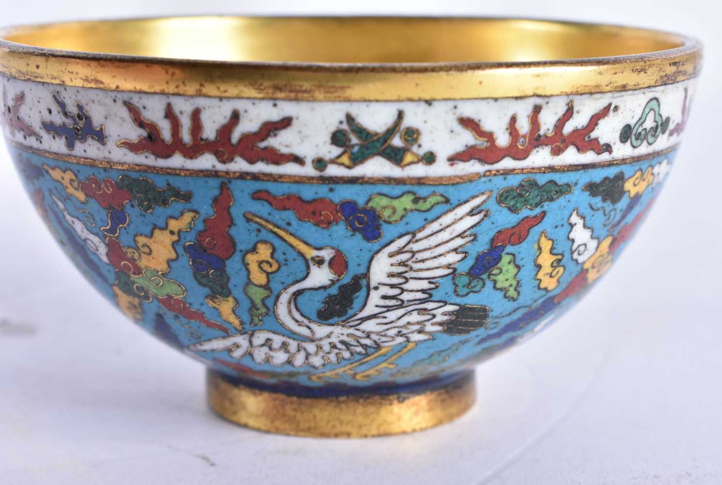 A FINE PAIR OF CLOISONNE ENAMEL BRONZE BOWLS Jiajing mark and probably of the period, decorated on a - Image 12 of 16