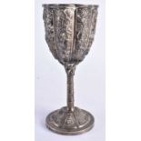 AN ANTIQUE CHINESE EXPORT SILVER REPOUSSE CUP. 202 grams. 17 cm high.