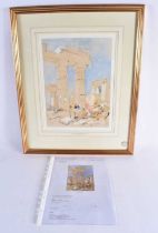 A FRAMED WATERCOLOUR BY HERCULES BRABAZON BRABAZON (1821-1906). ‘Ruins of Temple of Amon, Karnak,