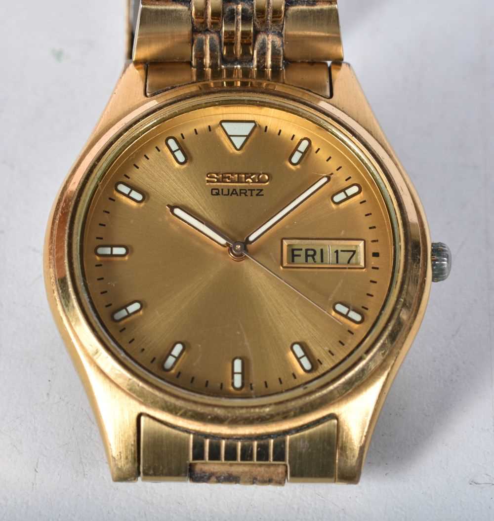 A Seiko Quartz Watch. Dial 3.8cm incl crown, working - Image 2 of 3