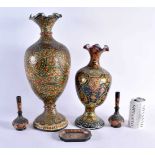 FIVE PIECES OF VINTAGE KASHMIR LACQUER WARES. Largest 44 cm high. (5)