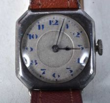 Art Deco Silver Cased Gents Wristwatch.  Stamped 925.  Movement - Hand-wind.  WORKING - Tested For