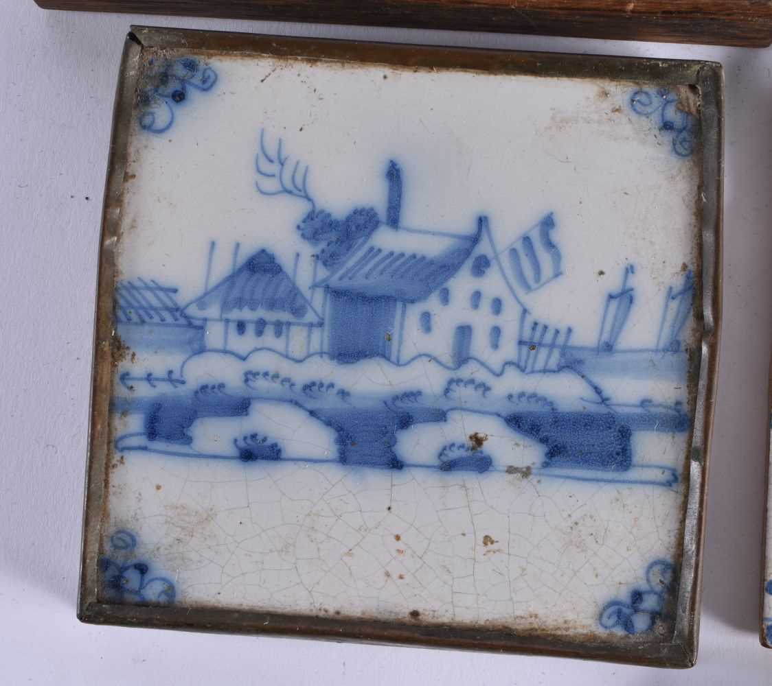SEVEN DELFT BLUE AND WHITE & POLYCHROME TILES. 12.5 cm square. (7) - Image 5 of 7