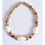 Gold tone enamel collar necklace by designer Christian Dior. 151 grams. 45 cm long.