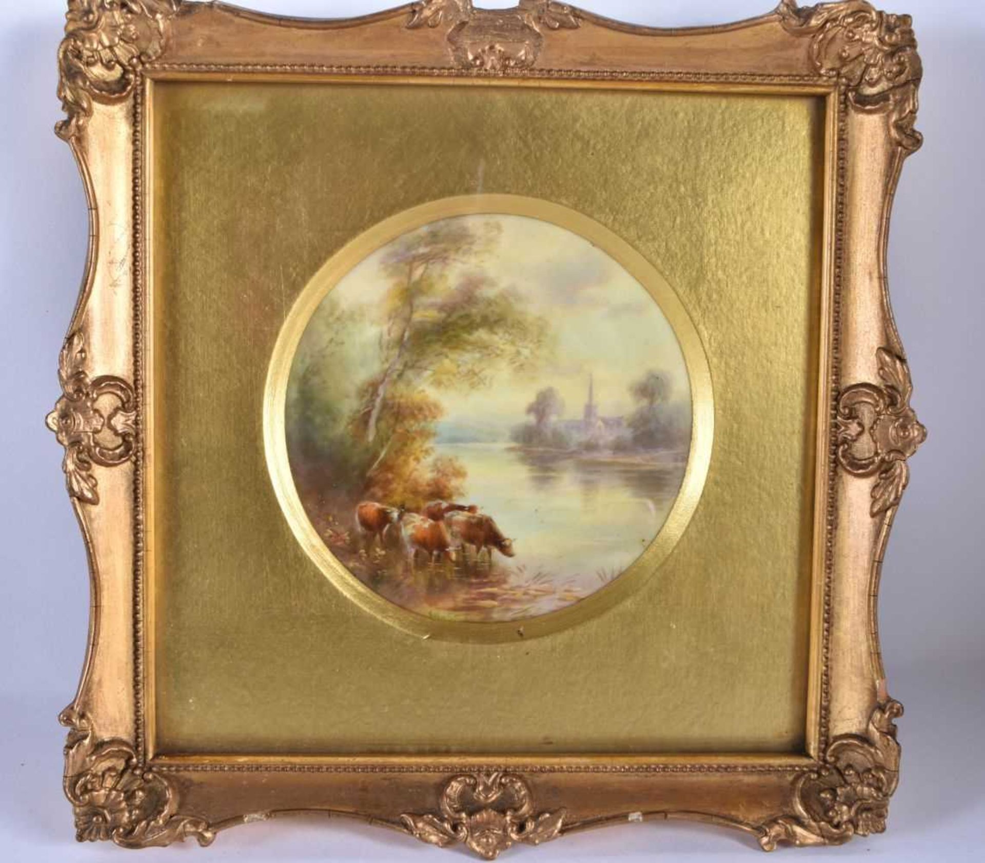 A PAIR OF ROYAL WORCESTER PORCELAIN PLAQUES. 21 cm square. - Image 3 of 6