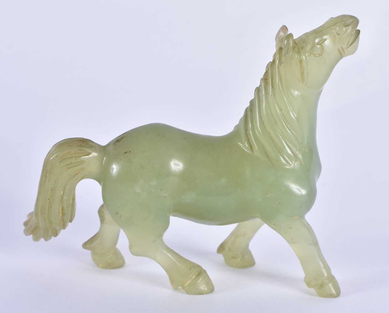 A SET OF SIX LATE 19TH CENTURY CHINESE CARVED JADE HORSES Late Qing, modelled in various forms and - Image 9 of 46