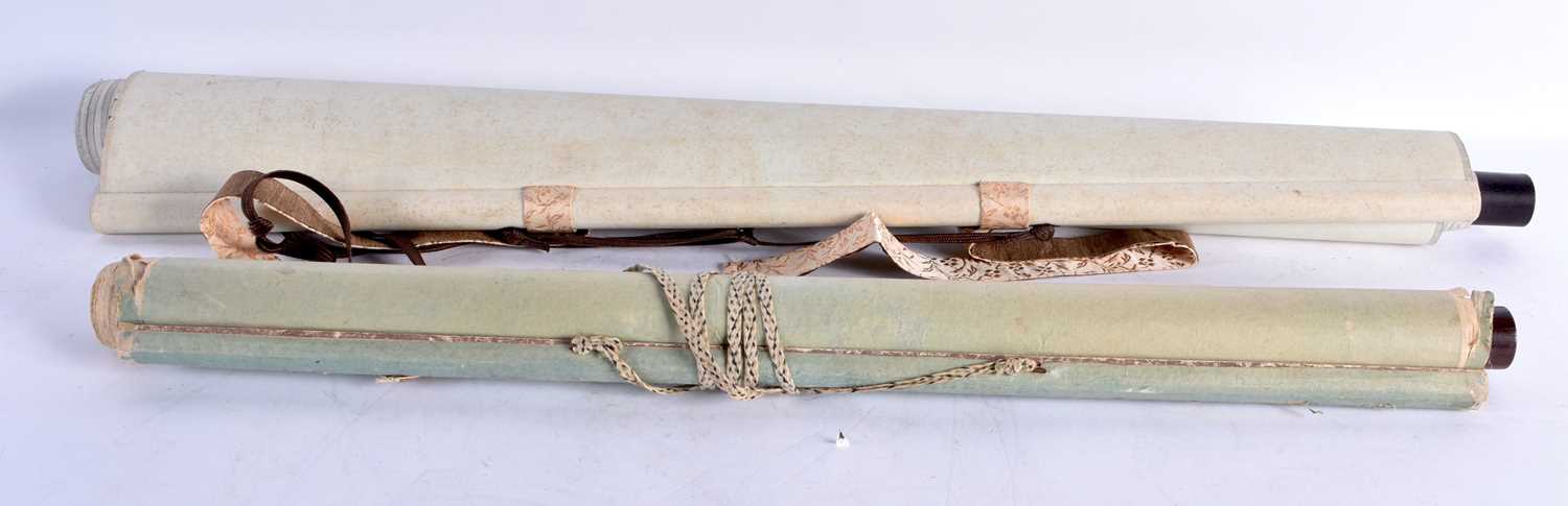 TWO EARLY 20TH CENTURY JAPANESE MEIJI PERIOD SCROLLS. Largest 180 cm x 65 cm. (2)