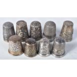 Two Silver Charles Horner Thimbles together with Eight others. Various Hallmarks. Largest 2.4cm x