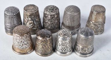 Two Silver Charles Horner Thimbles together with Eight others. Various Hallmarks. Largest 2.4cm x