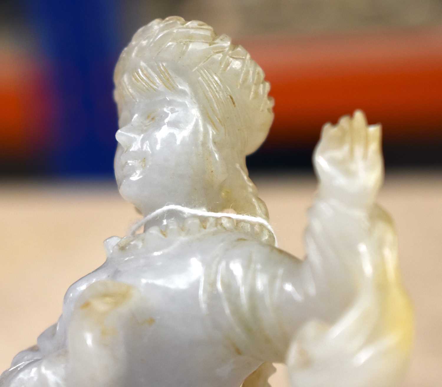 AN UNUSUAL PAIR OF EARLY 20TH CENTURY CHINESE CARVED LAVENDER JADEITE FIGURES Late Qing/Republic, - Image 8 of 21
