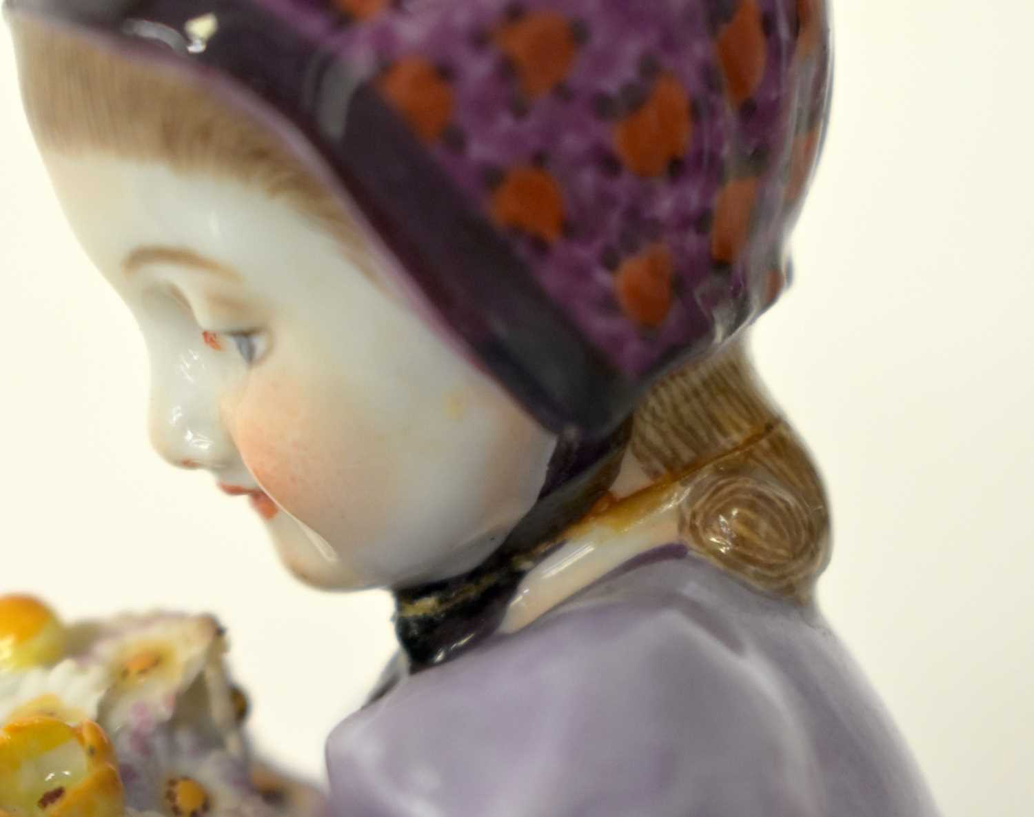 AN UNUSUAL GERMAN MEISSEN PORCELAIN GROUP depicting a child and a young goat. 17 cm high. - Image 11 of 18