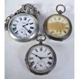 Two Victorian Silver Cased Open Face Pocket Watches. Hallmarked Birmingham together with a