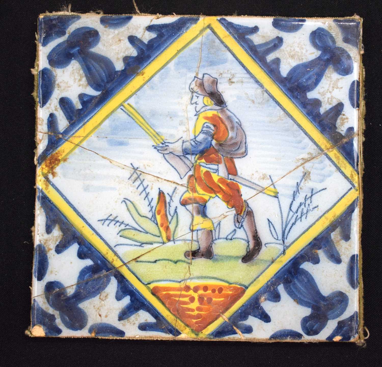 SIX DELFT POLCYRHOMED TILES. 12.5 cm square. (6) - Image 20 of 20