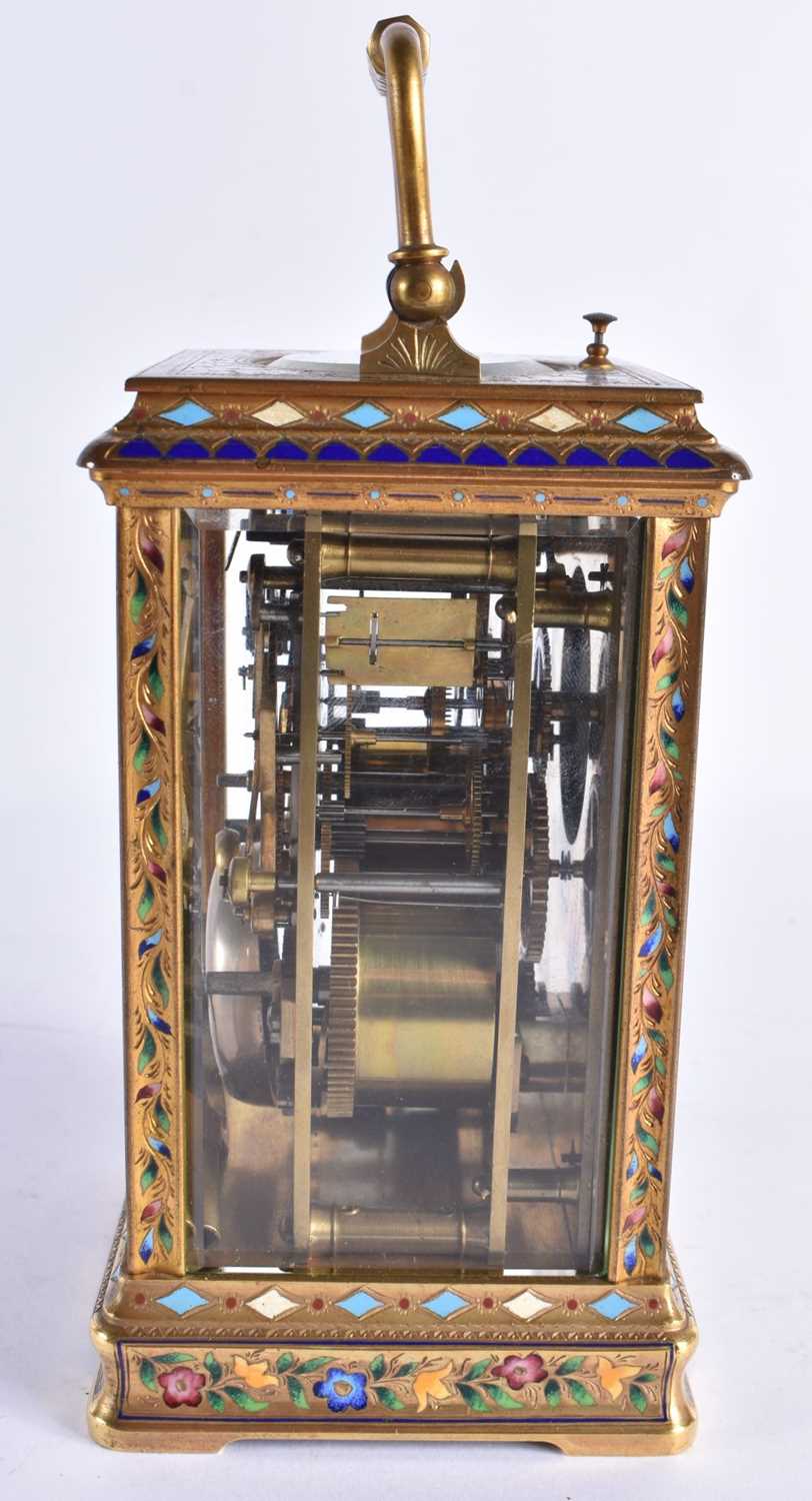 A VERY GOOD 19TH CENTURY FRENCH CHINESE MARKET ENAMELLED GILT BRONZE REPEATING CARRIAGE CLOCK the - Image 5 of 7