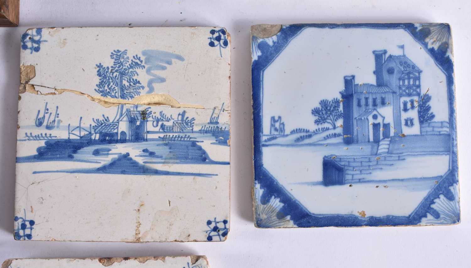 SEVEN DELFT BLUE AND WHITE & POLYCHROME TILES. 12.5 cm square. (7) - Image 4 of 7