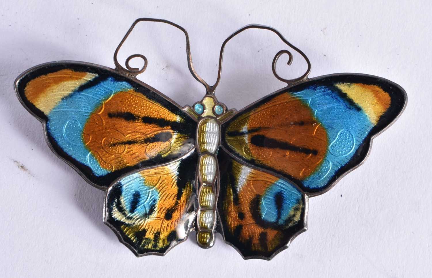 Silver enamel butterfly brooch by David Anderson. 15 grams. 3.5 cm x 6 cm.