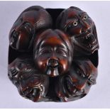 A 19TH CENTURY JAPANESE MEIJI PERIOD BOXWOOD NOH MASK NETSUKE finely carved, bearing old