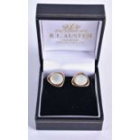 A Cased Pair of Mother of Pearl Cufflinks. 1.3cm x 1.3cm, weight 3.5g.