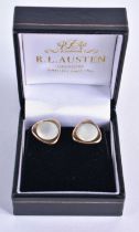 A Cased Pair of Mother of Pearl Cufflinks. 1.3cm x 1.3cm, weight 3.5g.