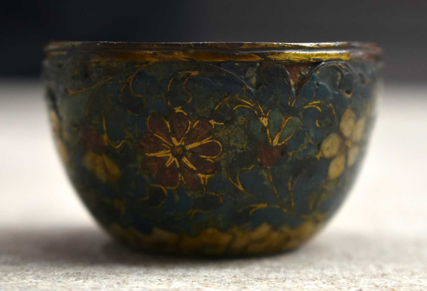 TWO RARE 16TH CENTURY CHINESE CLOISONNE ENAMEL TEABOWLS Ming. Largest 5.25 cm wide. (2) - Image 9 of 21