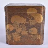 A LOVELY 19TH CENTURY JAPANESE MEIJI PERIOD GOLD LACQUER BOX AND COVER decorated with foliage. 7