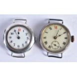 Vintage Sterling Silver Cased Trench Style Wristwatch Heads Hand-wind Working. 36 grams. 3 cm