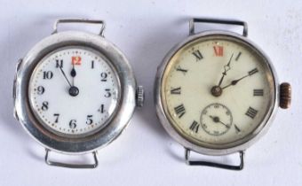 Vintage Sterling Silver Cased Trench Style Wristwatch Heads Hand-wind Working. 36 grams. 3 cm