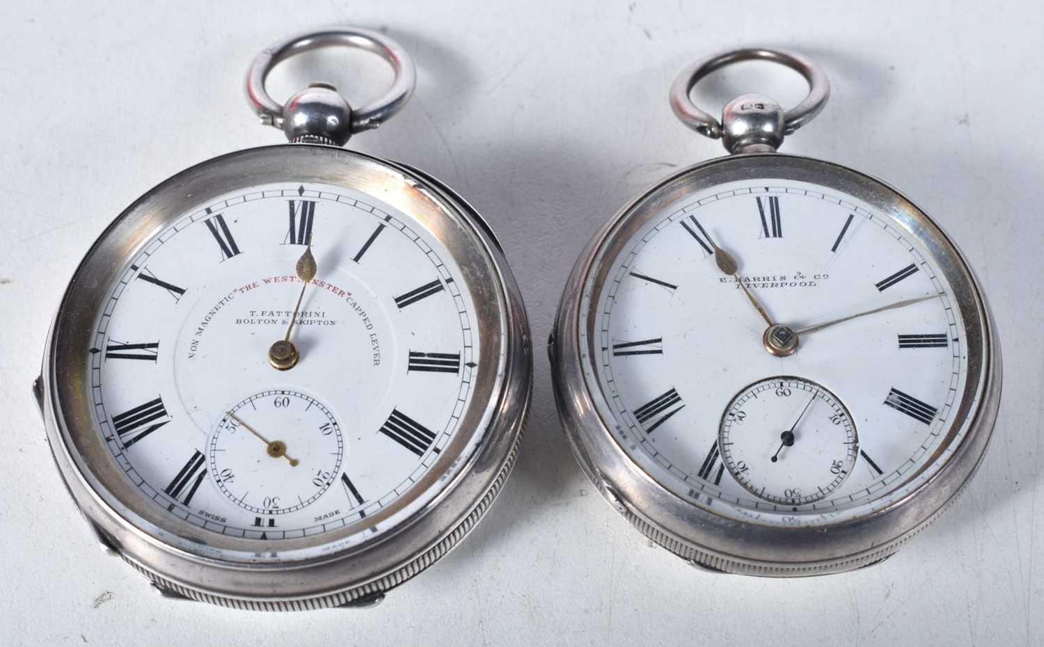 Two Victorian Silver Open Face Pocket Watches. Hallmarked Birmingham (T Fattorini & E Harris &