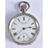 SPIKINS FROM DENT Sterling Silver Gents Open Face Pocket Watch. Stamped 925.  Movement - Hand-wind.