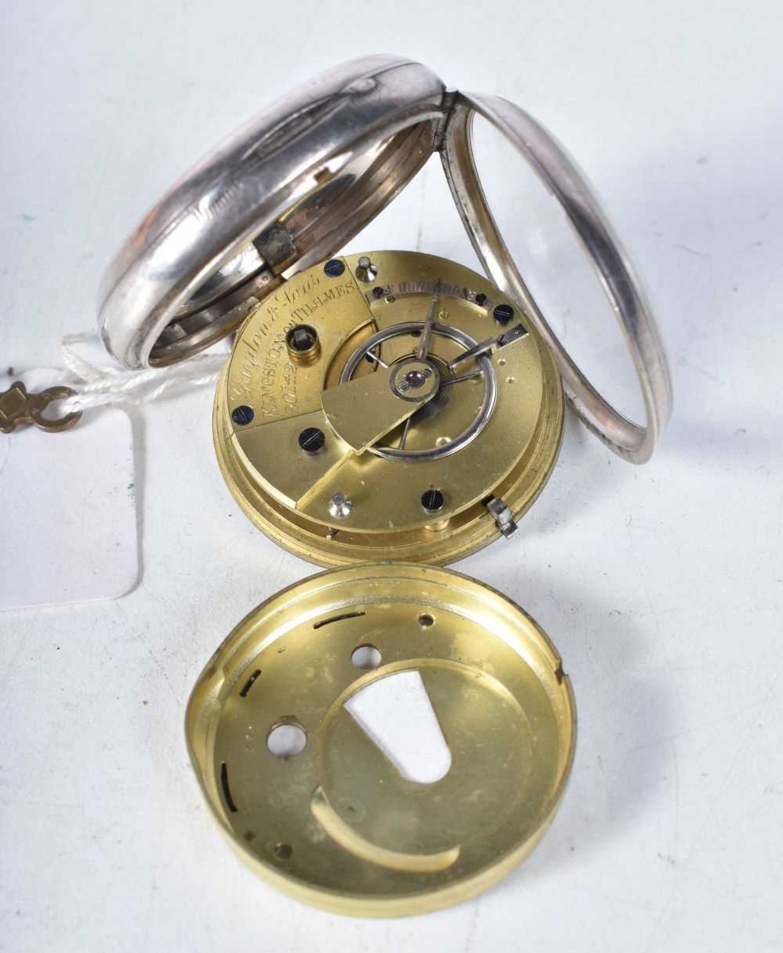 A Victorian Silver Pocket Watch. Hallmarked London 1884. 4.6cm diameter, weight 94g. Runs then - Image 3 of 3