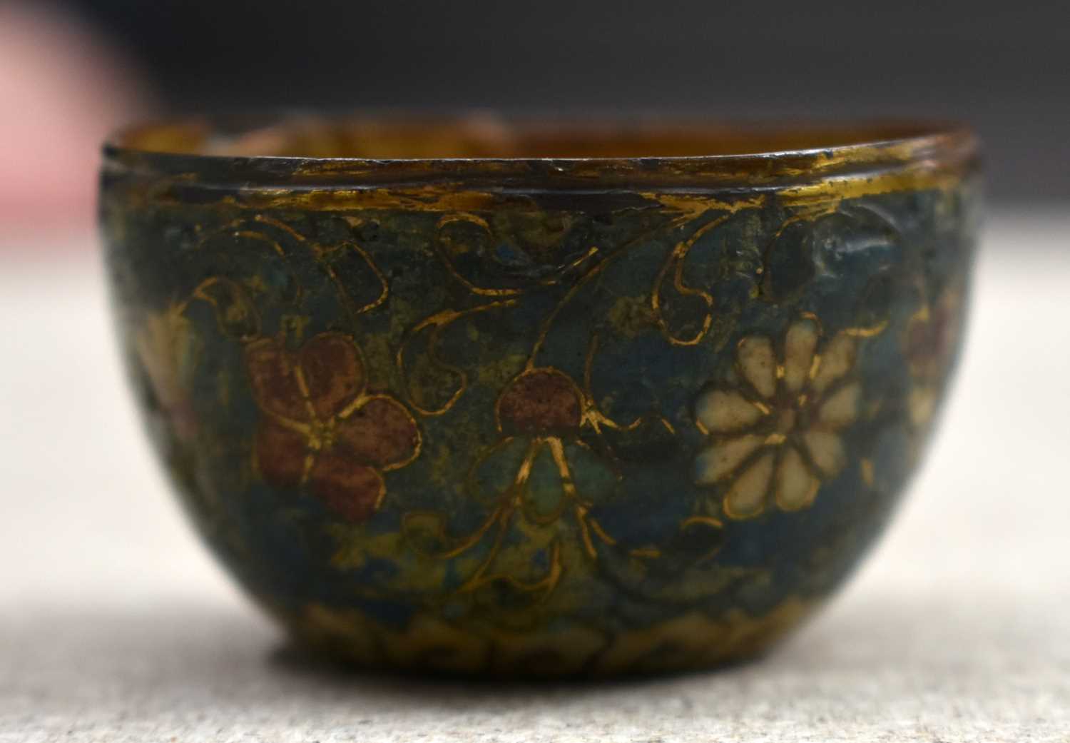 TWO RARE 16TH CENTURY CHINESE CLOISONNE ENAMEL TEABOWLS Ming. Largest 5.25 cm wide. (2) - Image 7 of 21