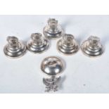 A Set of Five Silver Elephant Menu / Place card Holders. Stamped 925 together with another broken