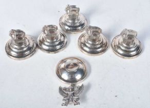 A Set of Five Silver Elephant Menu / Place card Holders. Stamped 925 together with another broken