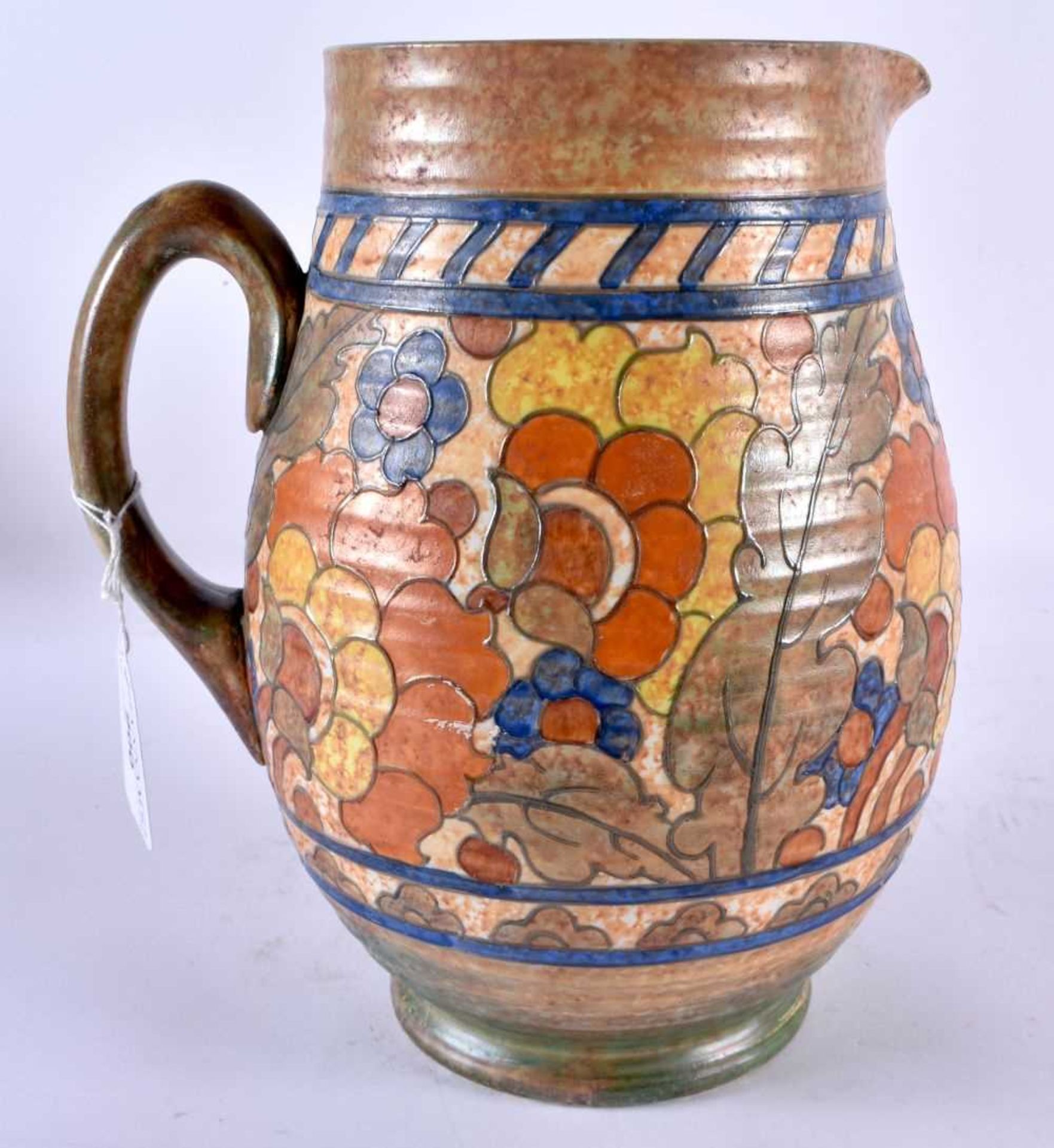 A Charlotte Rhead Byzantine Pattern Jug from Crown Ducal. Signed on base. with impress mark 161. - Image 3 of 5