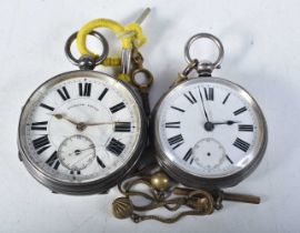 An Edwardian Silver Open Faced Pocket Watch. Hallmarked Chester 1905 together with another Silver