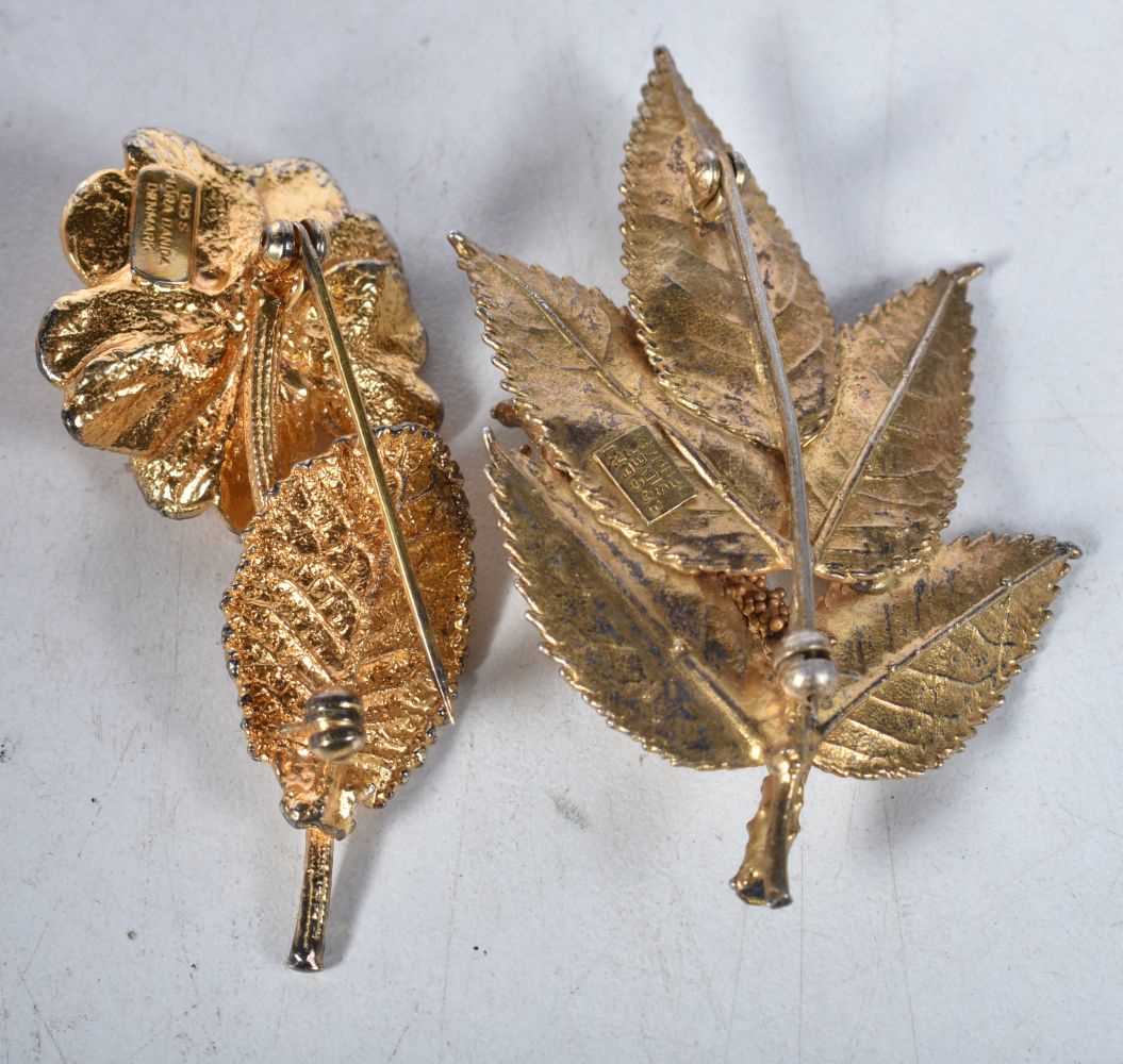 Two Danish silver foliate brooches including Flora Danica and Eggert. Stamped Denmark 925, Largest - Image 2 of 3