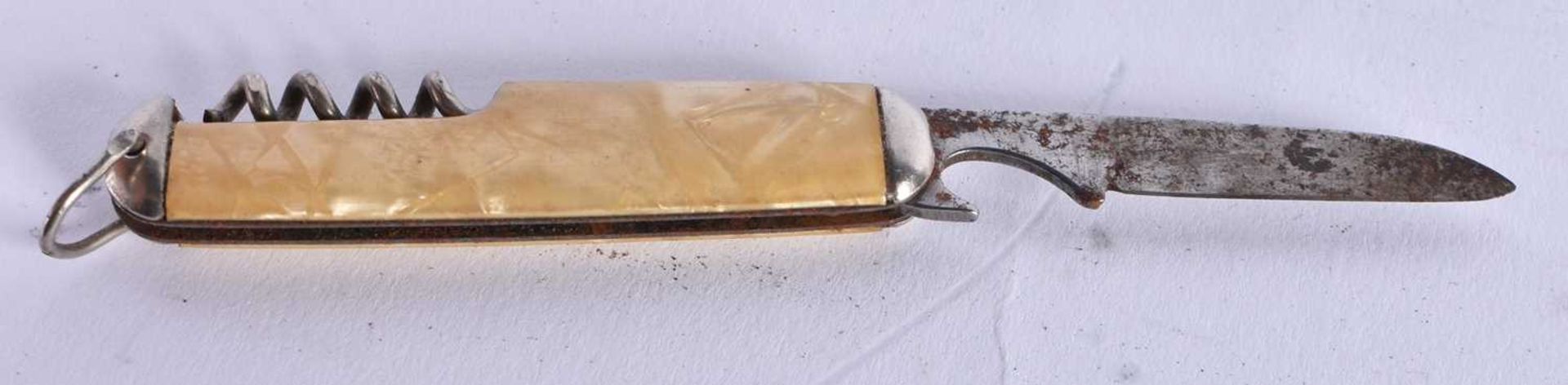 AN ANTIQUE HARRY LE MOINE COMBINATION KNIFE and a ST Dupont silver plated lighter. Largest 14 cm - Image 6 of 6