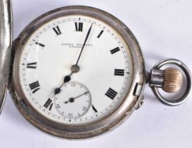 JAMES WALKER Sterling Silver Gents Full Hunter Pocket Watch.  Hallmarked Birmingham 1935.