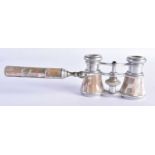 A PAIR OF MOTHER OF PEARL OPERA GLASSES 6 x 19cm extended