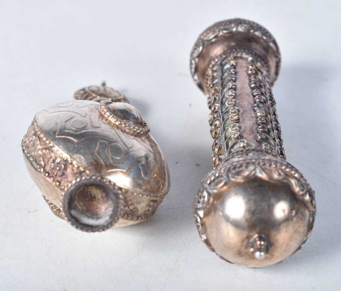A Continental Silver Miniature Scroll Holder together with a Silver Scent Bottle both with Middle - Image 2 of 3