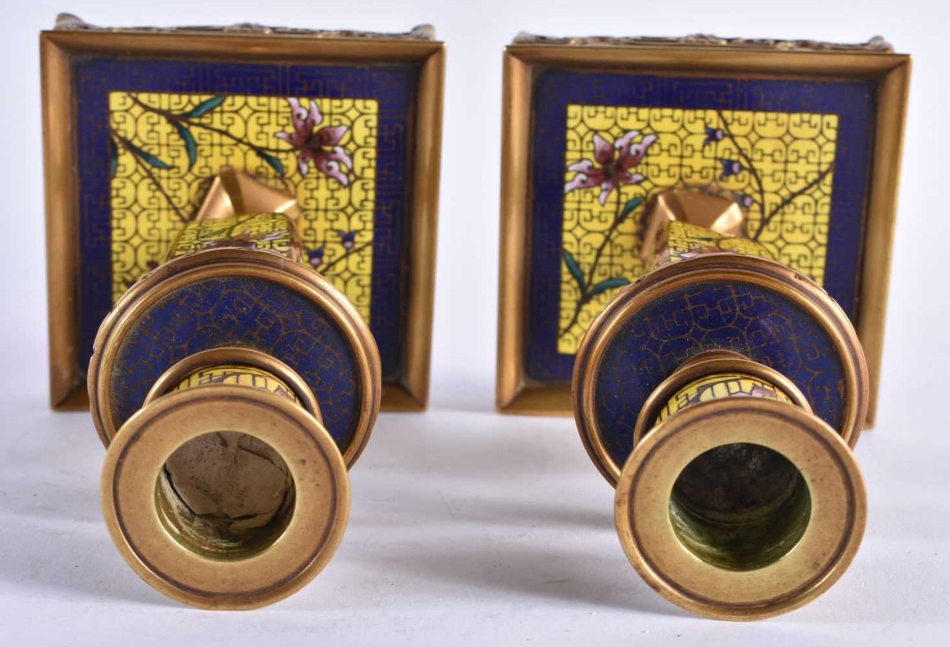 A FINE 19TH CENTURY FRENCH BRONZE AND CHAMPLEVE ENAMEL DESK GARNITURE in the manner of - Image 13 of 14