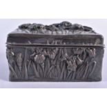 A 19TH CENTURY JAPANESE MEIJI PERIOD SILVER BOX. 269 grams. 11 cm x 9 cm.