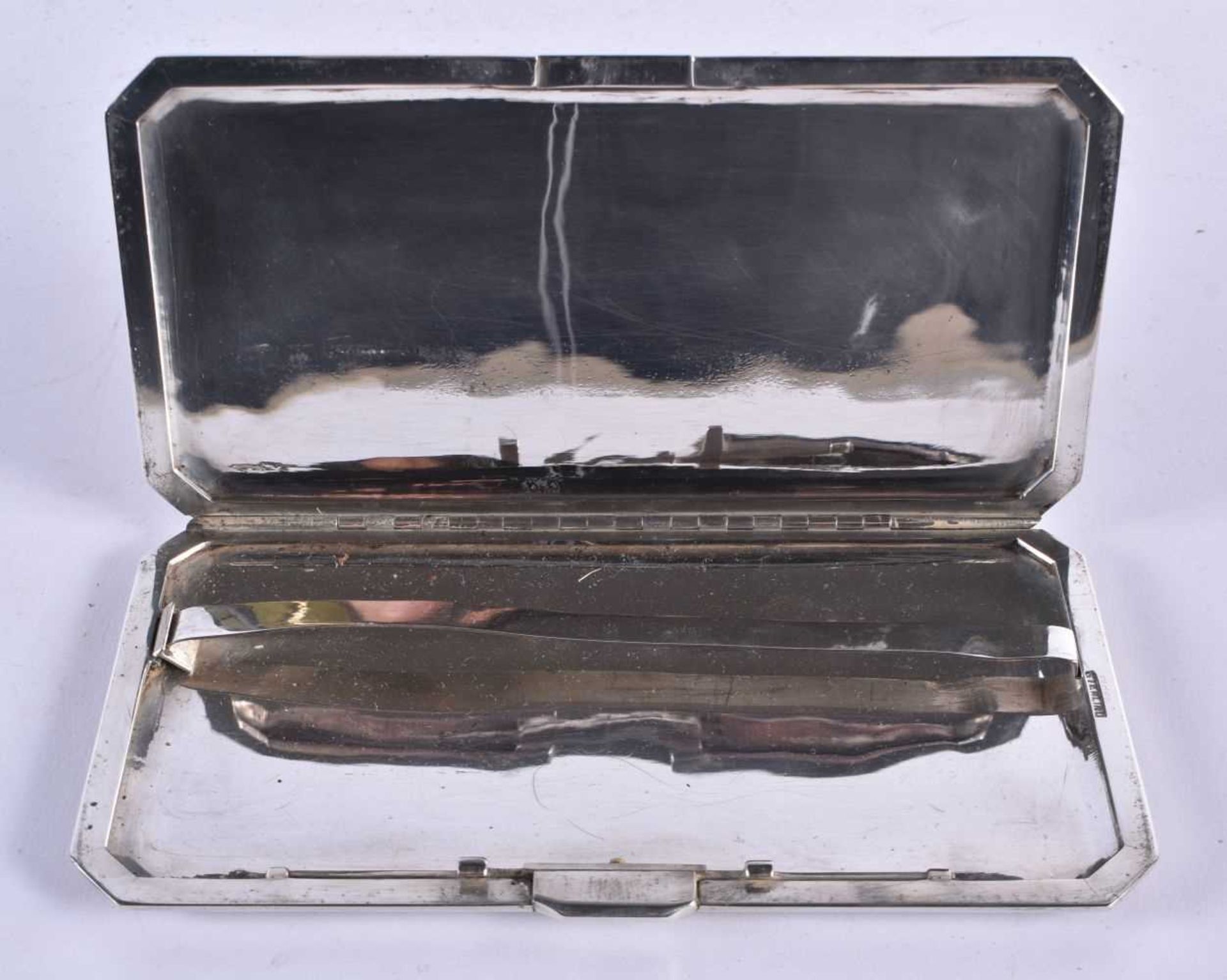 AN ANTIQUE THAI NIELLO SILVER CASE. 285 grams. 16.5 cm x 8.5 cm. - Image 2 of 3
