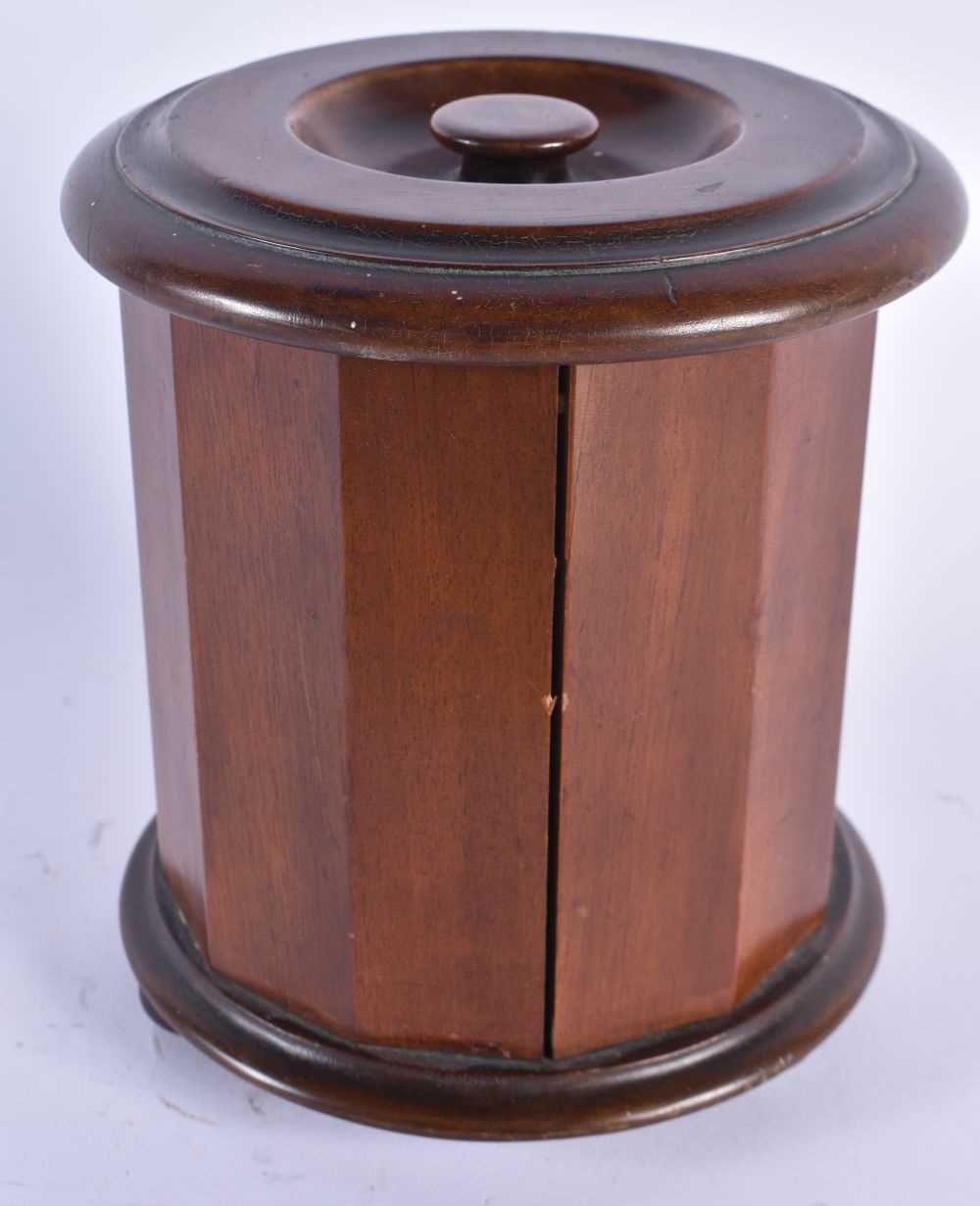 AN UNUSUAL DUNHILL MAHOGANY AIR TIGHT TOBACCO JAR AND COVER. 17 cm x 14 cm. - Image 2 of 6