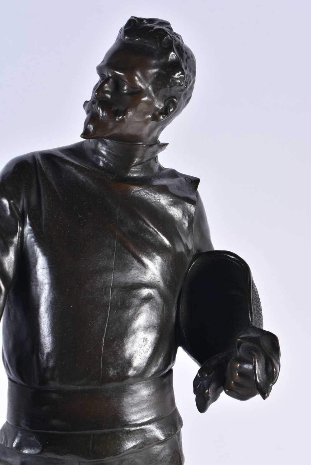 Godefroid Devreese (1861-1941) Belgium, Ecrimeur, Standing Fencer. 60 cm x 17 cm. Note: Godefroid - Image 3 of 6