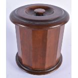 AN UNUSUAL DUNHILL MAHOGANY AIR TIGHT TOBACCO JAR AND COVER. 17 cm x 14 cm.