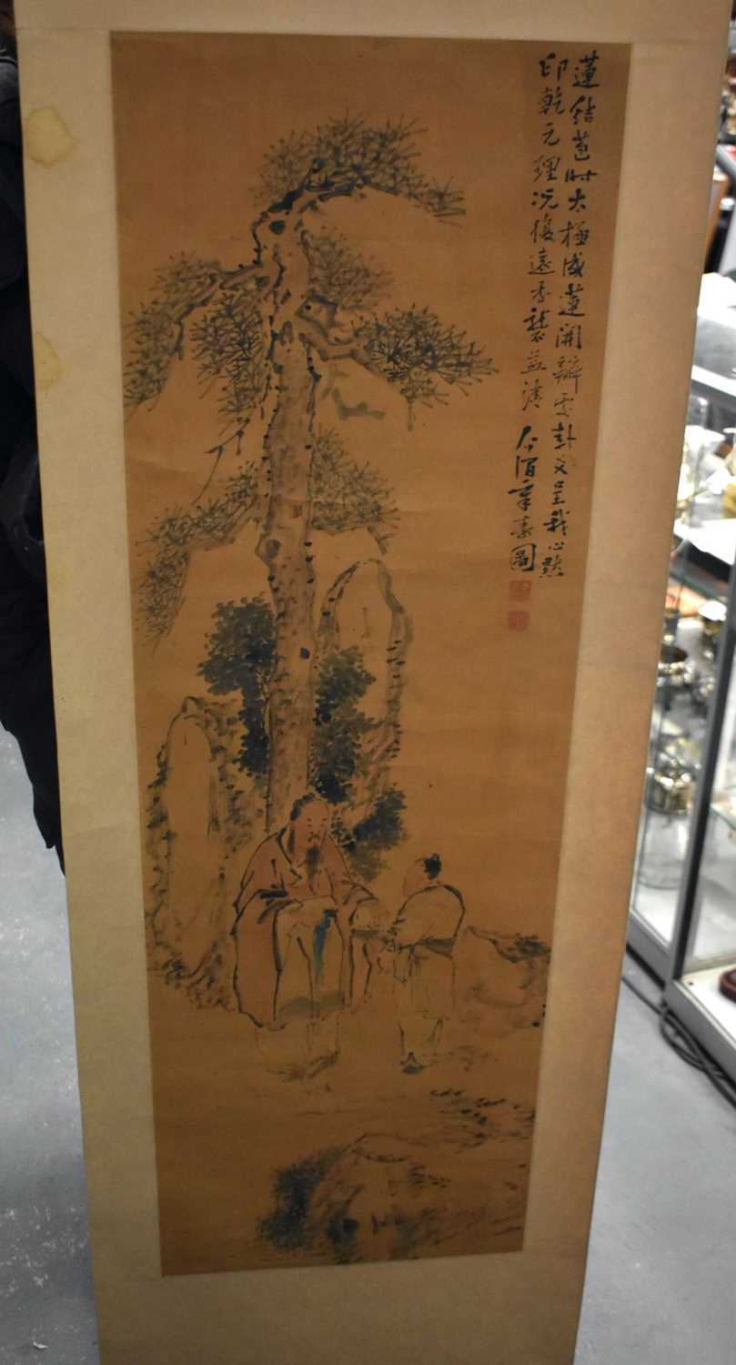 THREE EARLY 20TH CENTURY CHINESE SCROLLS. Largest 130 cm x 50 cm. (3) - Image 8 of 18